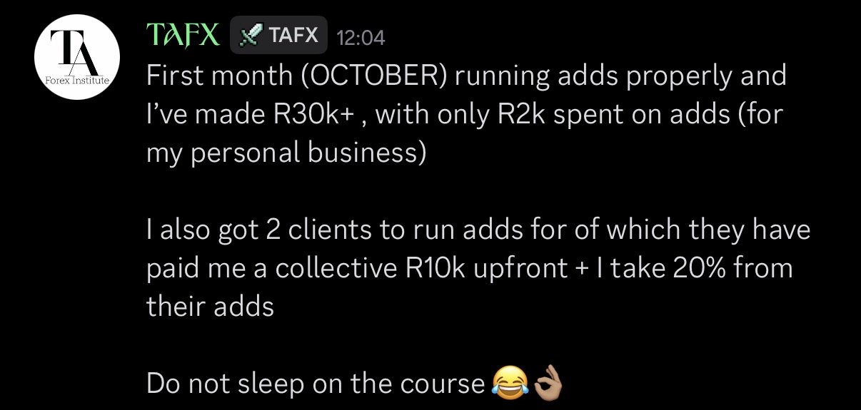 TAFX message about his results